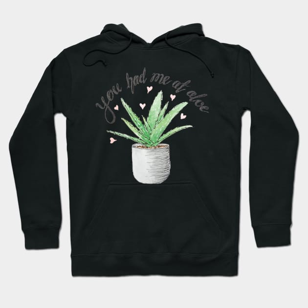 Aloe Vera Valentines Card - You had me at aloe - Watercolour Hoodie by B-ARTIZAN